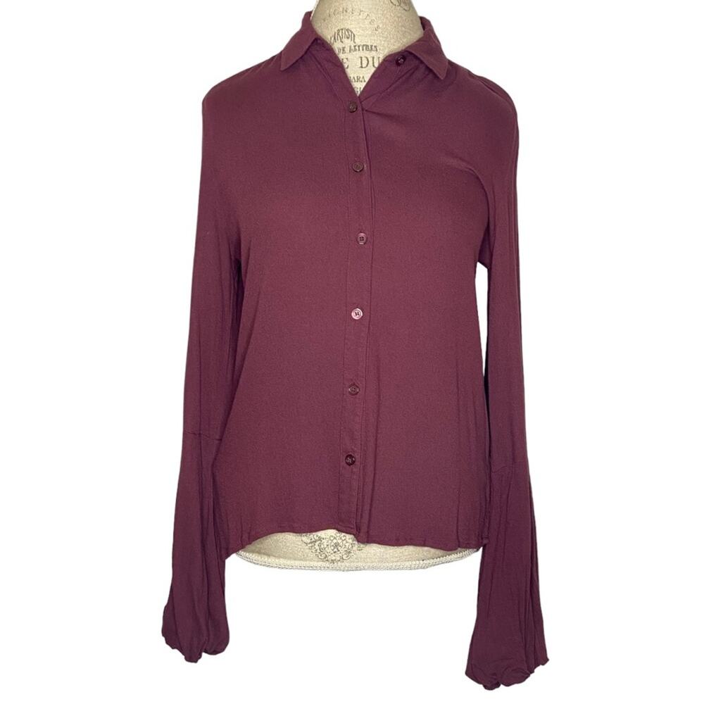 BP. Maroon Long Sleeve Button Up Shirt Juniors Size XS